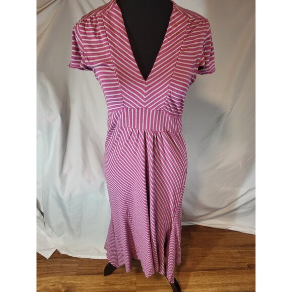 Carve Designs Size Small Pink Gray Stripe Jersey Midi Dress - Picture 1 of 6